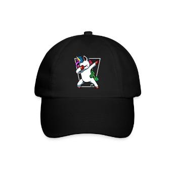 Unicorn Dab mit Regenbogen - Baseballkappe - Schwarz/Schwarz - Vorne