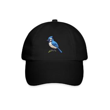 Blauer Eichelhäher Vogel Niedliche Karikatur Kawaii Aquarell Anima - Baseballkappe - Schwarz/Schwarz - Vorne