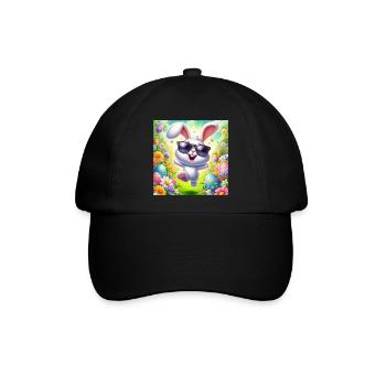 Fröhlicher Osterhase - Baseballkappe - Schwarz/Schwarz - Vorne