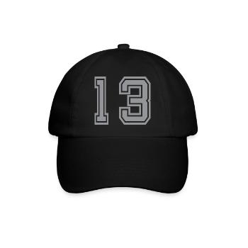 Trikotnummer 13 - Baseballkappe - Schwarz/Schwarz - Vorne