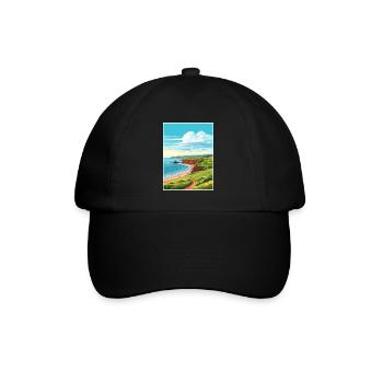 St Bees Head Cumbria Vintage Reiseposter WPA Kunst - Baseballkappe - Schwarz/Schwarz - Vorne