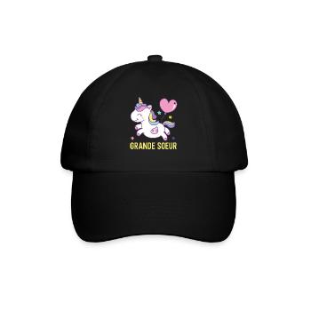 Große Schwester Einhorn - Baseballkappe - Schwarz/Schwarz - Vorne