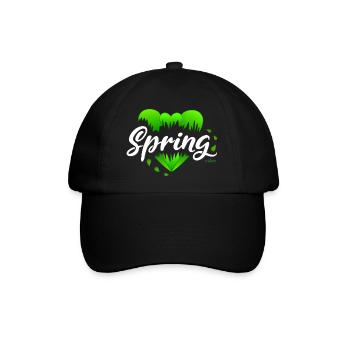 Frühling Frühlingszeit Herzen - Baseballkappe - Schwarz/Schwarz - Vorne