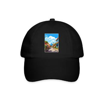 San Jose Costa Rica Vintage Reiseposter Souvenir - Baseballkappe - Schwarz/Schwarz - Vorne