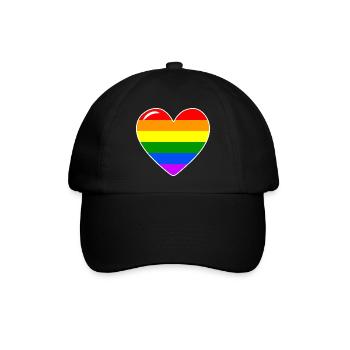 Herz Liebe Regenbogenflagge - Baseballkappe - Schwarz/Schwarz - Vorne