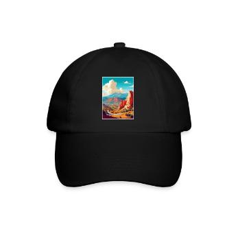 Colorado Springs Vintage Reiseposter Souvenir - Baseballkappe - Schwarz/Schwarz - Vorne