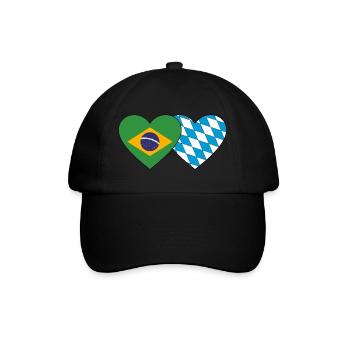 Brasilien Bayern Flagge Herz - Baseballkappe - Schwarz/Schwarz - Vorne