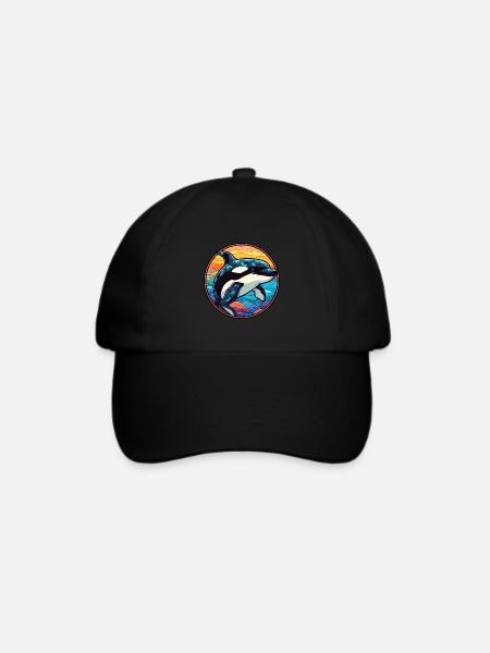 Orca Buntes Buntes Cartoon Kawaii Tier - Baseballkappe - Schwarz/Schwarz