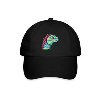 Basilisk Buntes Aquarell Cartoon Kawaii Tier - Baseballkappe - Schwarz/Schwarz - Vorne
