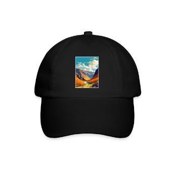 Helvellyn Cumbria Vintage Reiseposter Souvenir - Baseballkappe - Schwarz/Schwarz - Vorne