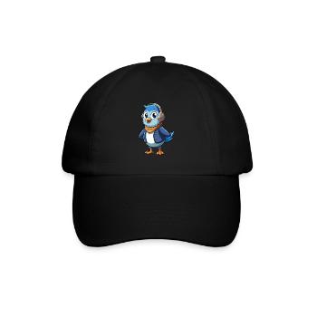 Taube Lustige Zeichentrickfigur Kopfhörer Musik - Baseballkappe - Schwarz/Schwarz - Vorne