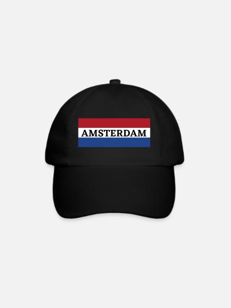 Amsterdam Stadt in niederländischer Flagge - Baseballkappe - Schwarz/Schwarz