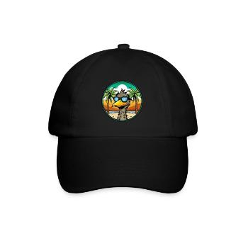 Emu Lustige Cartoon Sommer Strand Sonnenbrille Aufkleber - Baseballkappe - Schwarz/Schwarz - Vorne