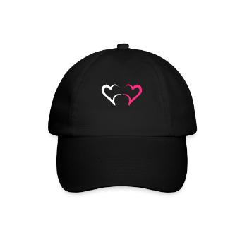 Herz in Rosa und Weiß - Baseballkappe - Schwarz/Schwarz - Vorne