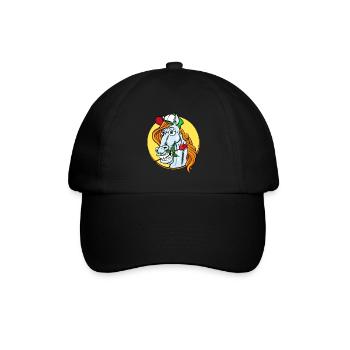 Romeo Pferd mit Rose - Lustiger Gaul verliebt - Baseballkappe - Schwarz/Schwarz - Vorne