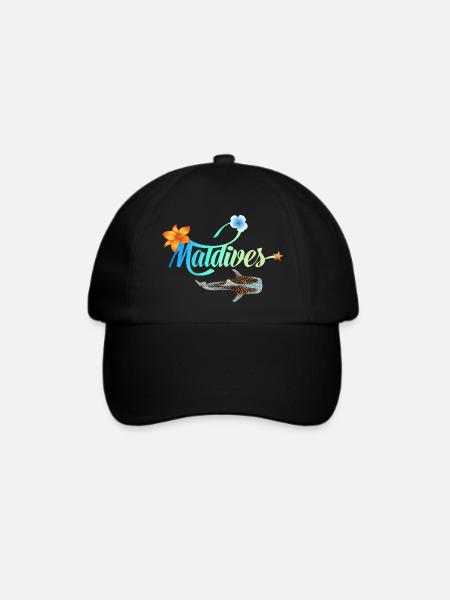 Malediven Tropischer Meeresglanz Walhai Souvenir - Baseballkappe - Schwarz/Schwarz