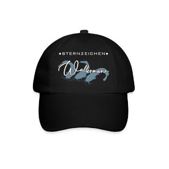 Sternzeichen Wallermann lustiger Wallerspruch Wels - Baseballkappe - Schwarz/Schwarz - Vorne