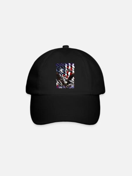 USA Flagge Adler Truck Muster - Baseballkappe - Schwarz/Schwarz