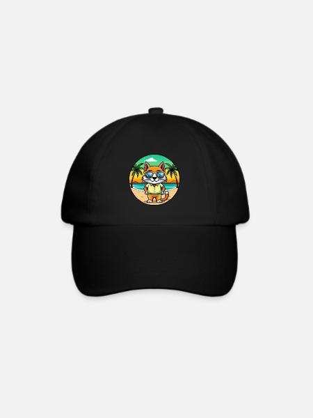 Bombai Katzenrasse Cartoon Sonnenbrille Strand - Baseballkappe - Schwarz/Schwarz