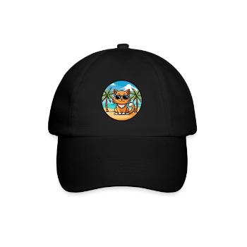 Ingwer Langhaar Katze Rasse Cartoon Sonnenbrille Strand - Baseballkappe - Schwarz/Schwarz - Vorne