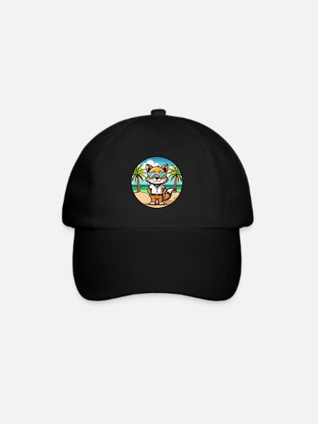 Javanische Katzenrasse Cartoon Sonnenbrille Strand - Baseballkappe - Schwarz/Schwarz