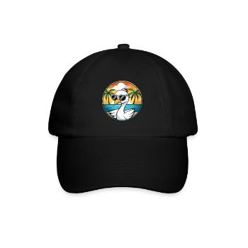 Schwan Lustige Cartoon Sommer Strand Sonnenbrille Aufkleber - Baseballkappe - Schwarz/Schwarz - Vorne