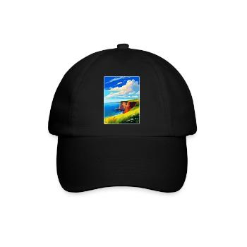 Berry Head Devon Vintage Reiseposter Souvenir - Baseballkappe - Schwarz/Schwarz - Vorne