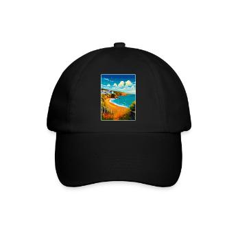 Devon West Country Vintage Reiseposter Souvenir - Baseballkappe - Schwarz/Schwarz - Vorne