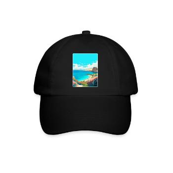 Insel Pag Kroatien Vintage Reiseplakat Souvenir - Baseballkappe - Schwarz/Schwarz - Vorne