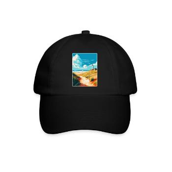 Insel Sylt Deutschland Vintage Reiseplakat Souvenir - Baseballkappe - Schwarz/Schwarz - Vorne