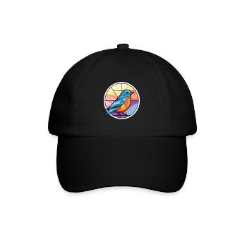 Blauer Vogel Buntes Aquarell Tier Illustration - Baseballkappe - Schwarz/Schwarz - Vorne