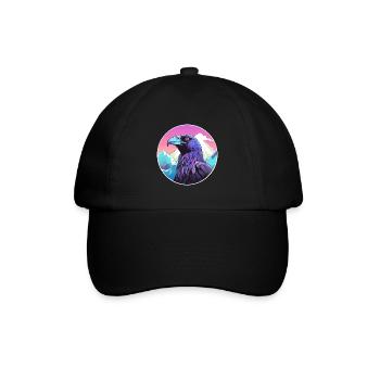 Krähe Aquarell Karikatur Kawaii Haustier Tier Bunt - Baseballkappe - Schwarz/Schwarz - Vorne