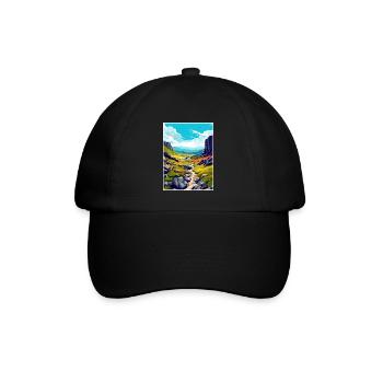 Hohe Tasse Nick Cumbria Vintage Reiseposter WPA - Baseballkappe - Schwarz/Schwarz - Vorne
