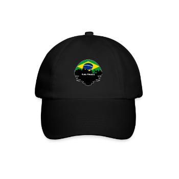 São Paulo Brasilien Flagge Skyline Silhouette Travel - Baseballkappe - Schwarz/Schwarz - Vorne