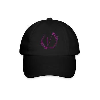 V Blüten Hexagon Design - Baseballkappe - Schwarz/Schwarz - Vorne