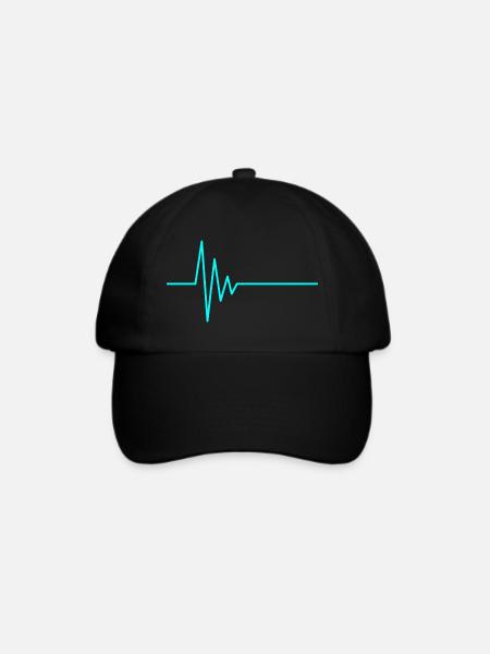 Herzschlag EKG Wasserblau - Baseballkappe - Schwarz/Schwarz