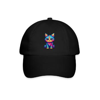 Katze buntes Aquarell Cartoon Kawaii Tier - Baseballkappe - Schwarz/Schwarz - Vorne