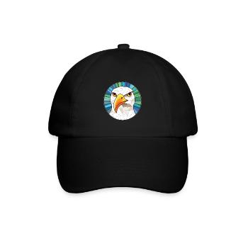 Möwe bunte Aquarell-Tier-Illustration - Baseballkappe - Schwarz/Schwarz - Vorne