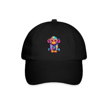Affe Buntes Aquarell Cartoon Kawaii Tier - Baseballkappe - Schwarz/Schwarz - Vorne