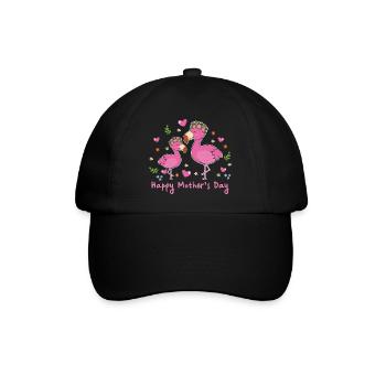 Animal Mom Flamingo zum Muttertag - Baseballkappe - Schwarz/Schwarz - Vorne