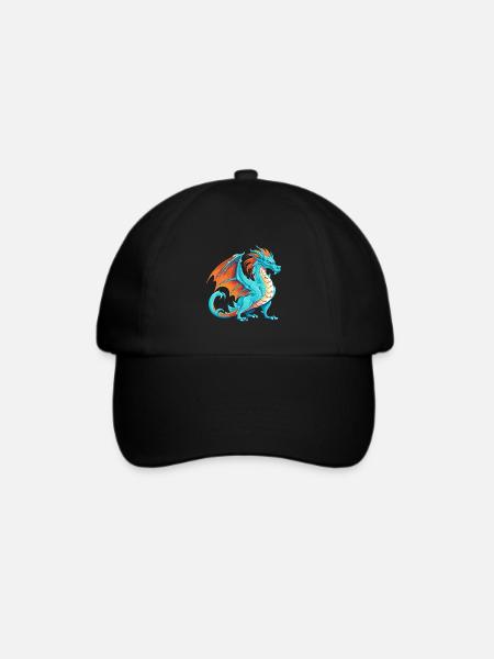 Drache Buntes Aquarell Cartoon Kawaii Tier - Baseballkappe - Schwarz/Schwarz
