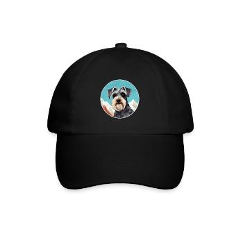 Mittelschnauzer Hunderasse Cartoon Kawaii Watercolo - Baseballkappe - Schwarz/Schwarz - Vorne