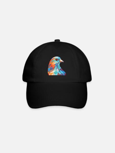 Taube bunte Aquarell-Tier-Haustier-Illustration - Baseballkappe - Schwarz/Schwarz