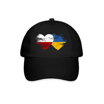 Polen Ukraine Flagge used Herz - Baseballkappe - Schwarz/Schwarz - Vorne