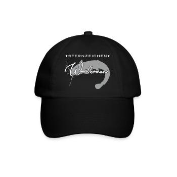 Sternzeichen Wallermann lustiger Wallerspruch Wels - Baseballkappe - Schwarz/Schwarz - Vorne