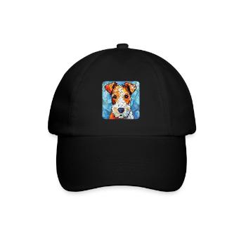 Draht Foxterrier Hunderasse Aquarell Illustration - Baseballkappe - Schwarz/Schwarz - Vorne