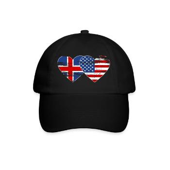 Island USA Flagge Herz used - Baseballkappe - Schwarz/Schwarz - Vorne