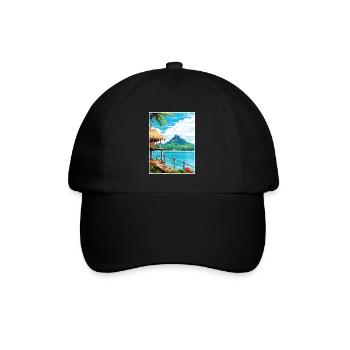 Bora Französisch-Polynesien Vintage Reiseposter WPA - Baseballkappe - Schwarz/Schwarz - Vorne