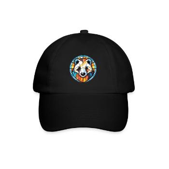 Dachs buntes Aquarell Tier Haustier Illustration - Baseballkappe - Schwarz/Schwarz - Vorne