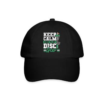 Ruhig bleiben und Disc Golf spielen Freizeit-Werfe - Baseballkappe - Schwarz/Schwarz - Vorne